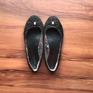 Charlotte Russe Black Rhinestone Accented Ballet Flats, Size 7
